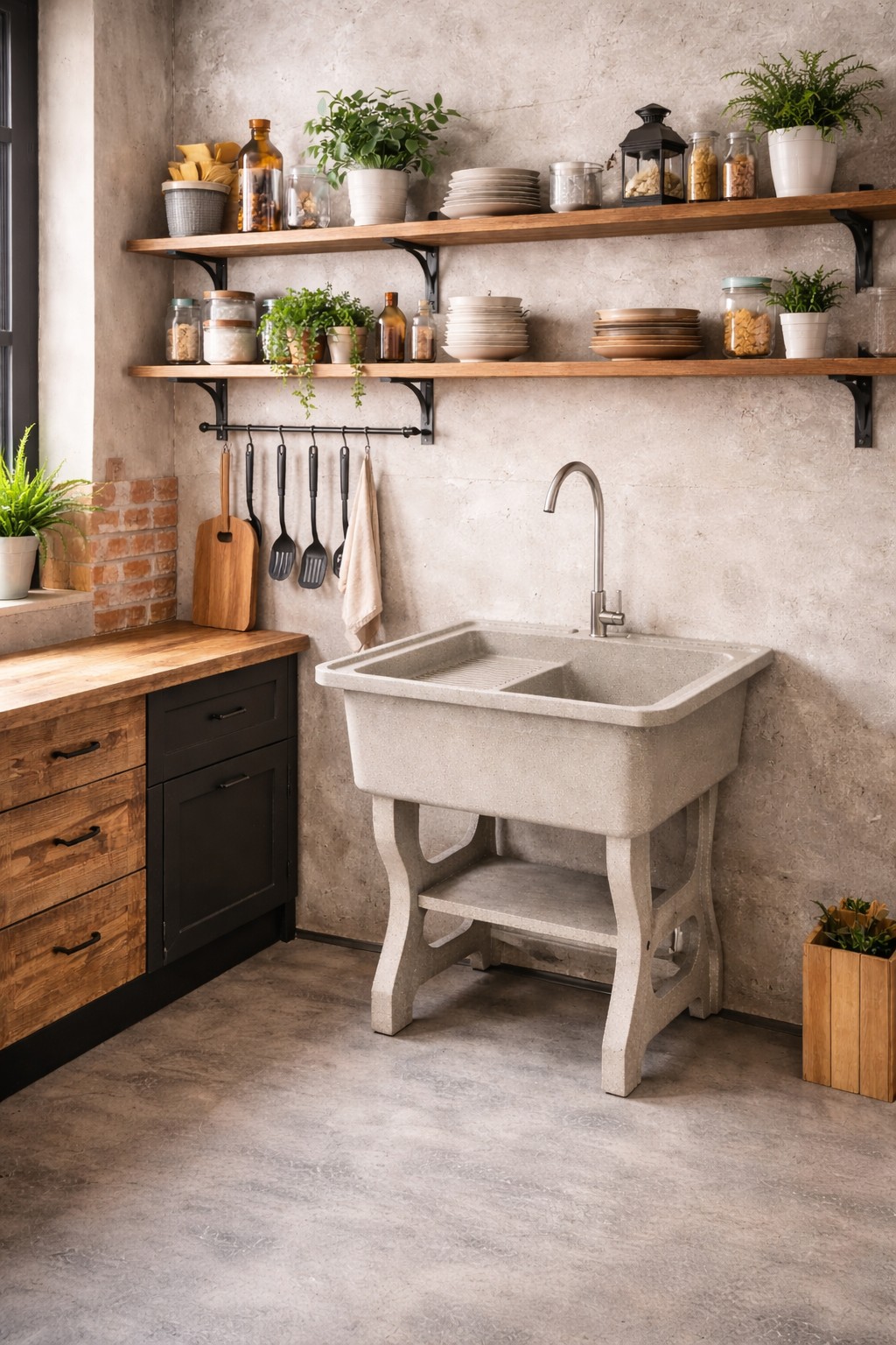 อ่างล้างจานขาตั้ง หินควอตซ์ 1 หลุม 1 ที่พัก DINOSAUR WASHTUB ขนาด 80X60X23ซม. สีออฟไวท์_6